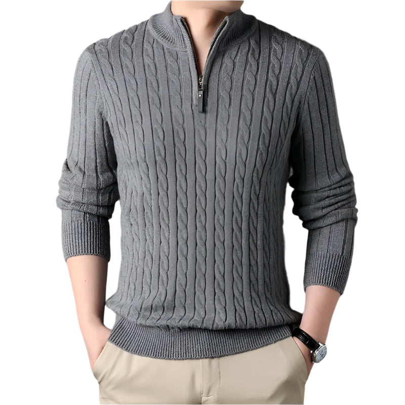 The Wells Cable-knit Quarter Zip Sweater