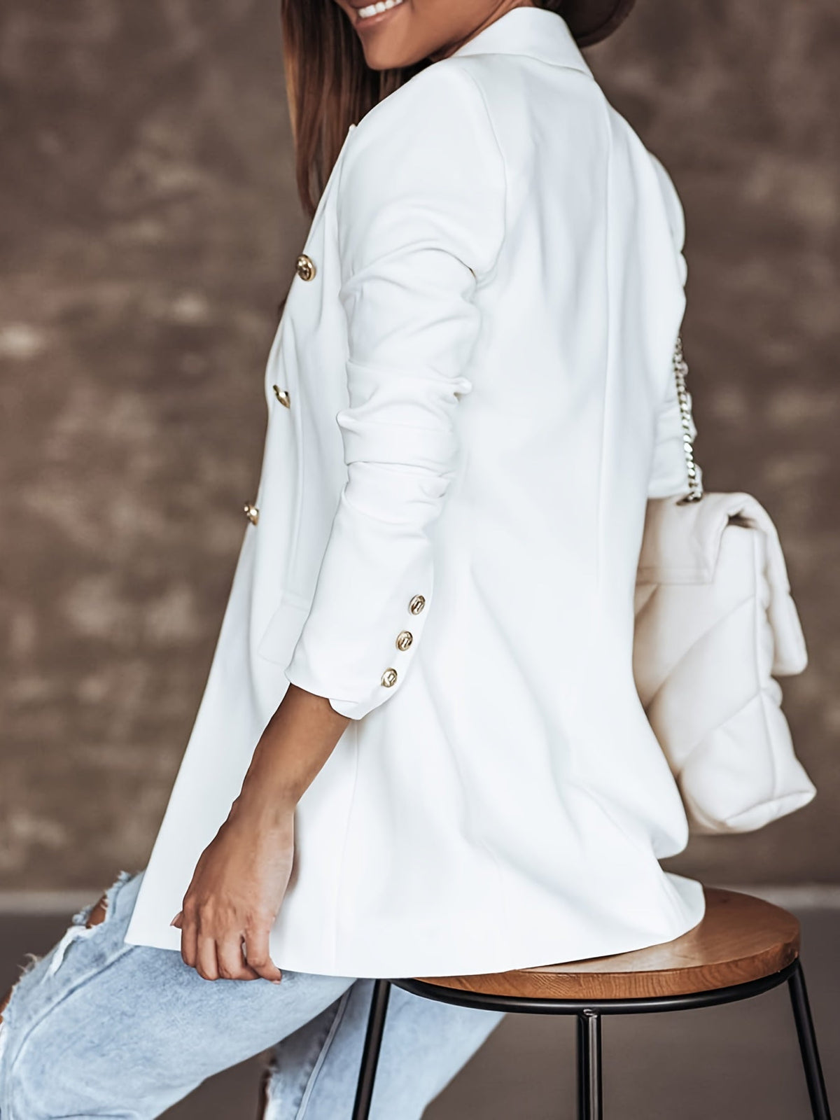 Women's Twin Row Blazer in Black or White