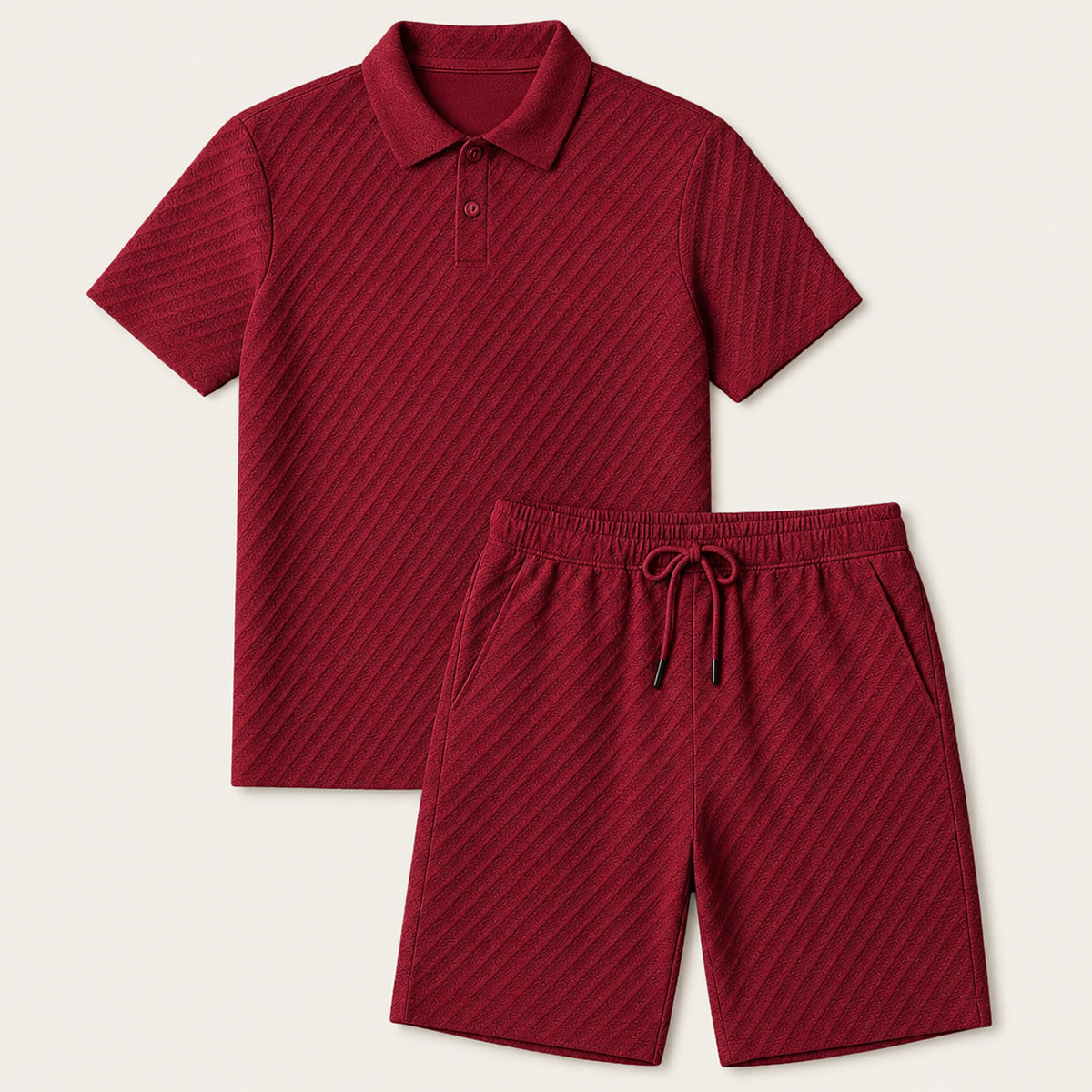 The Surrey Men’s Summer Jacquard Polo & Shorts Set | Lightweight Beach Outfit