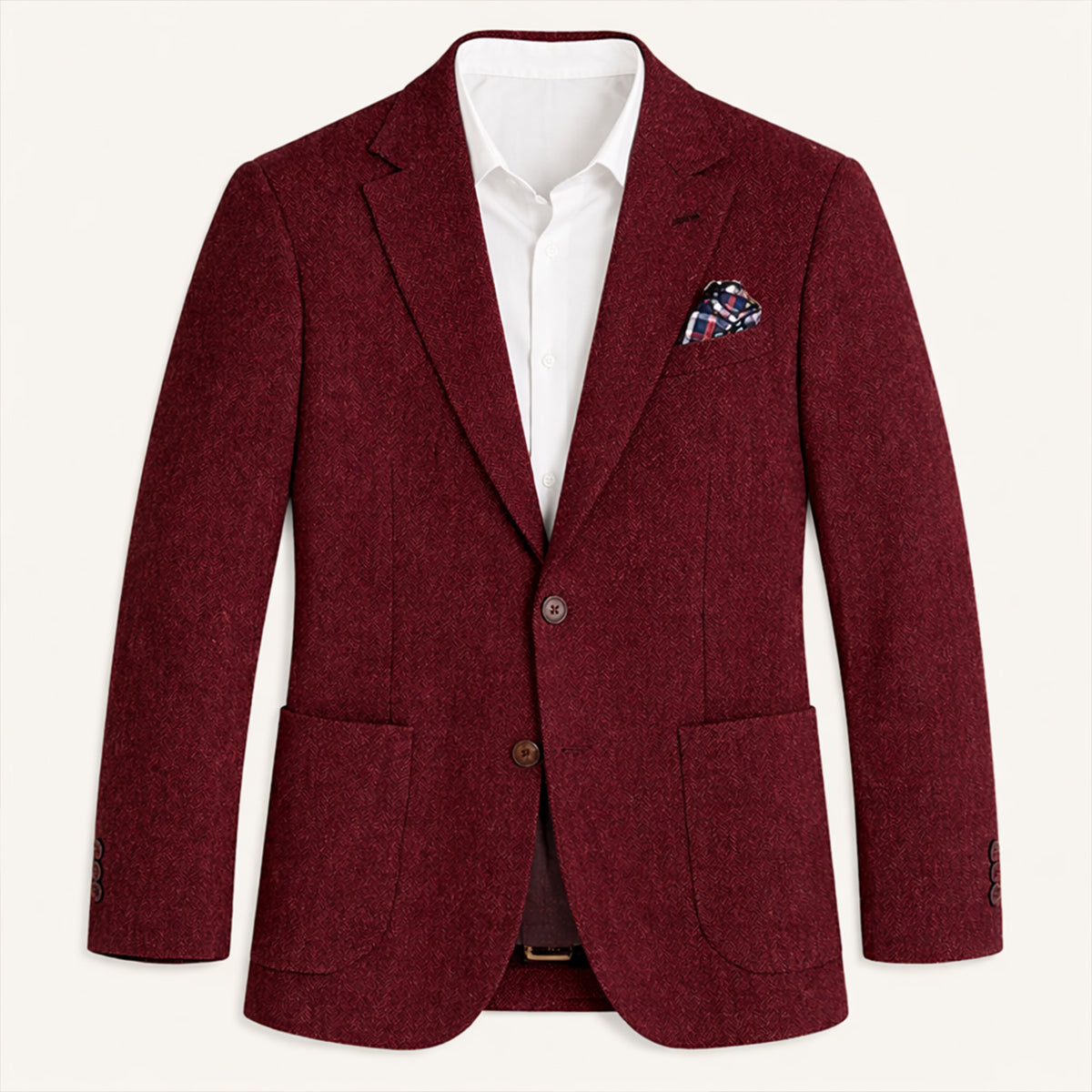 The Domaso Men’s Business Herringbone Single Breasted Wool Tweed Blazer - Wedding Guest