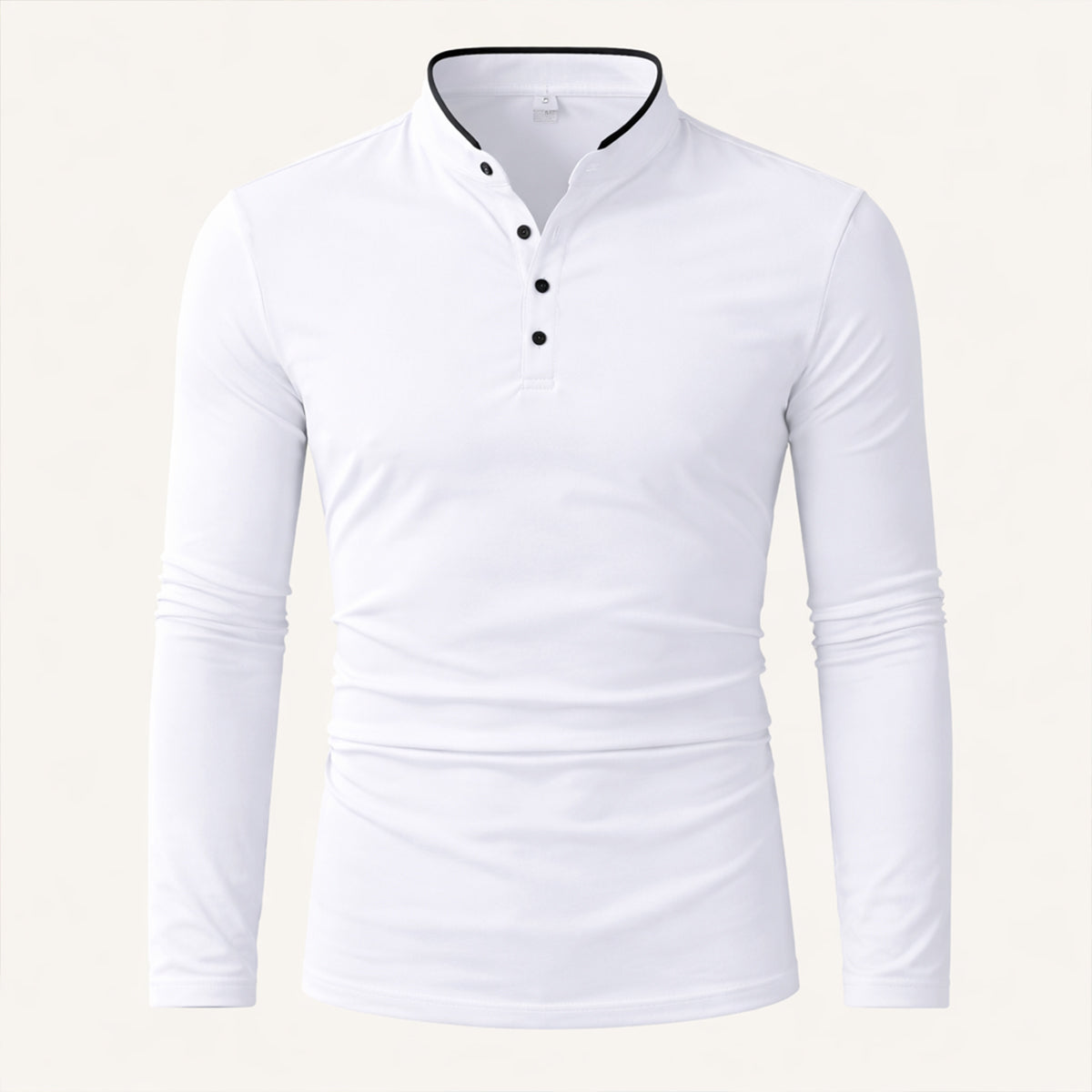 The Silverhill Men’s Stand Collar Solid Color Button Placket  T Shirt