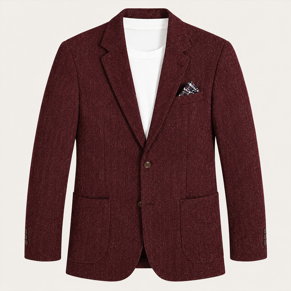The Domaso Men’s Business Herringbone Single Breasted Wool Tweed Blazer