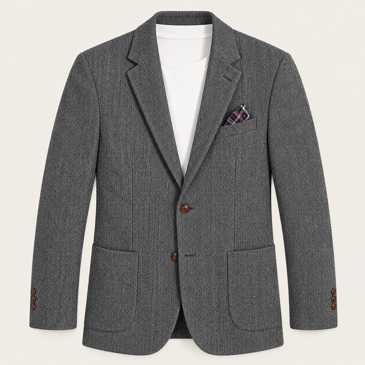 The Domaso Men’s Business Herringbone Single Breasted Wool Tweed Blazer