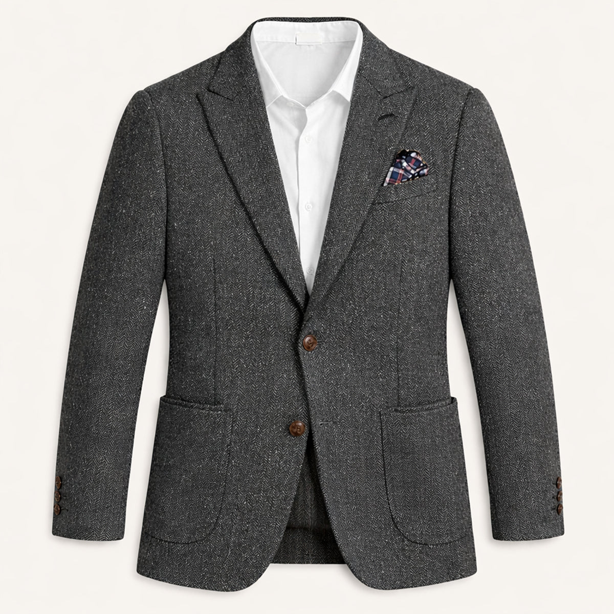 The Domaso Men’s Business Herringbone Single Breasted Wool Tweed Blazer - Wedding Guest