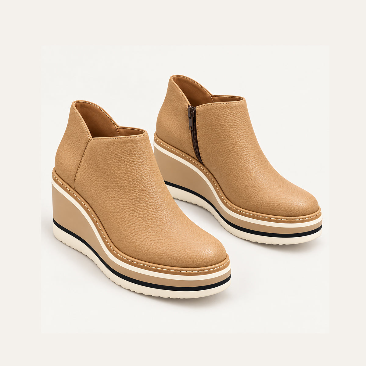 Women’s Platform Ankle Boots – Side Zip Wedge Booties