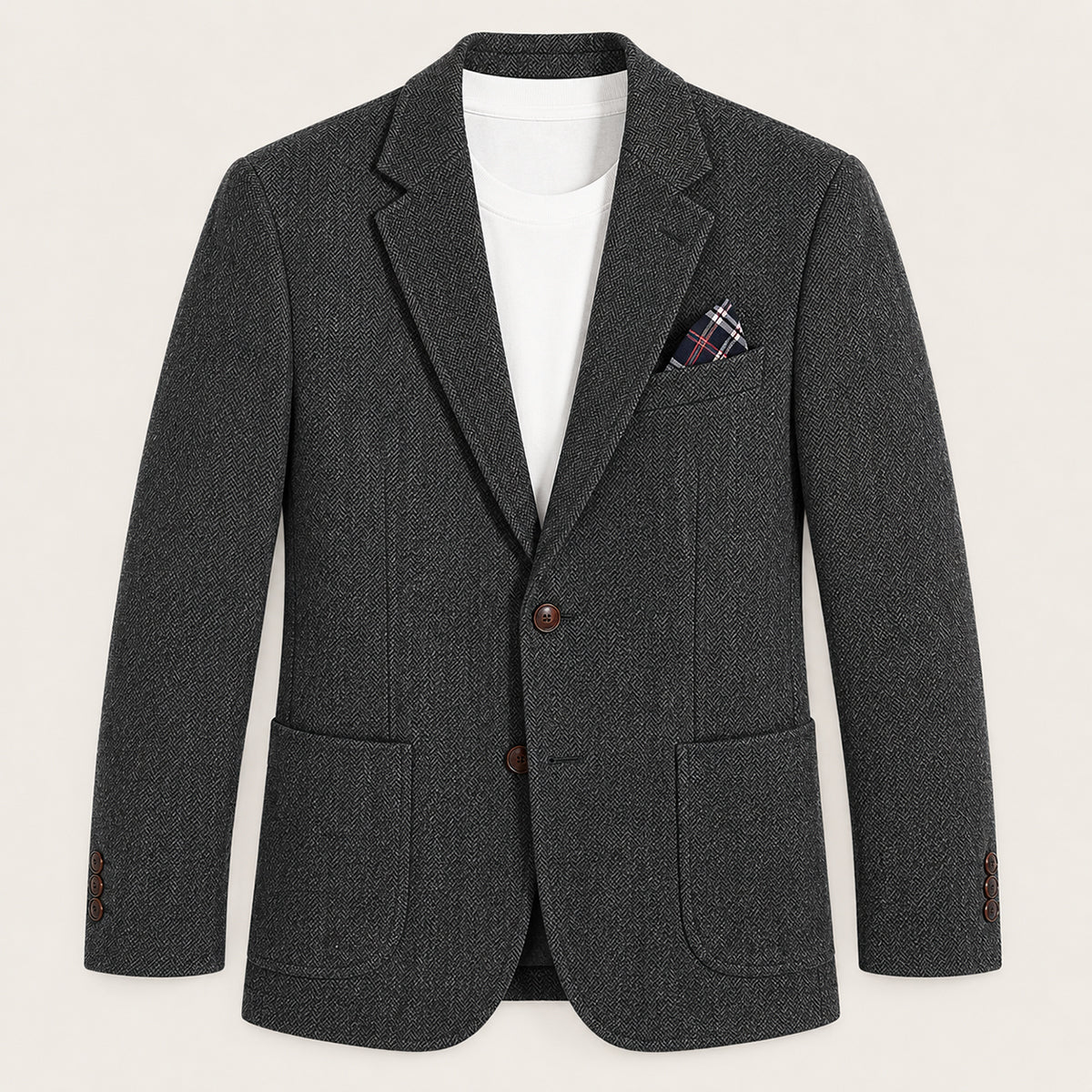 The Domaso Men’s Business Herringbone Single Breasted Wool Tweed Blazer