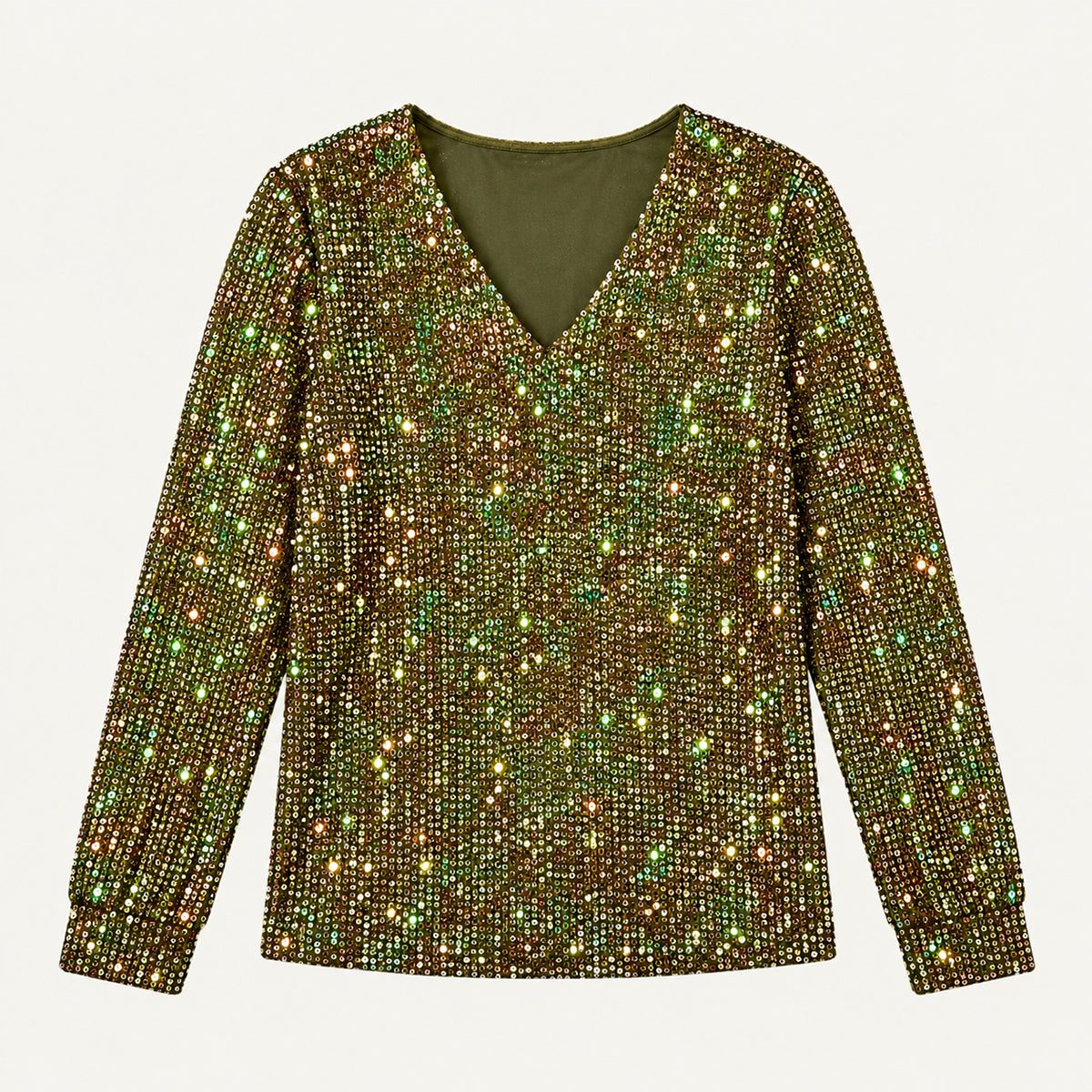 Women's Glitter V Neck Long Sleeve Top