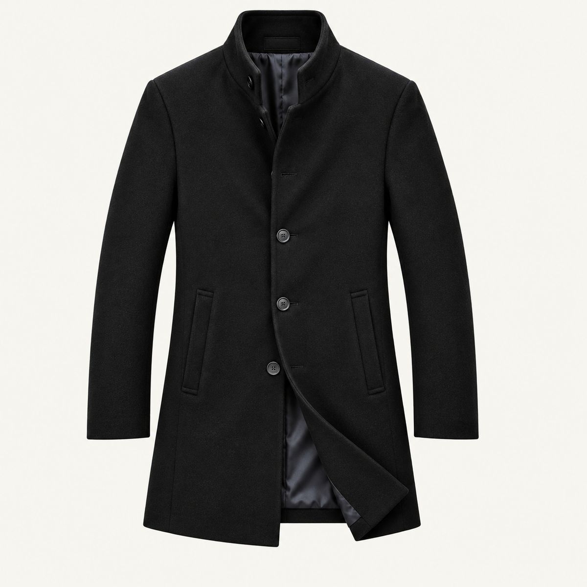 The Monarch Men’s Single Breasted Stand Collar Overcoat