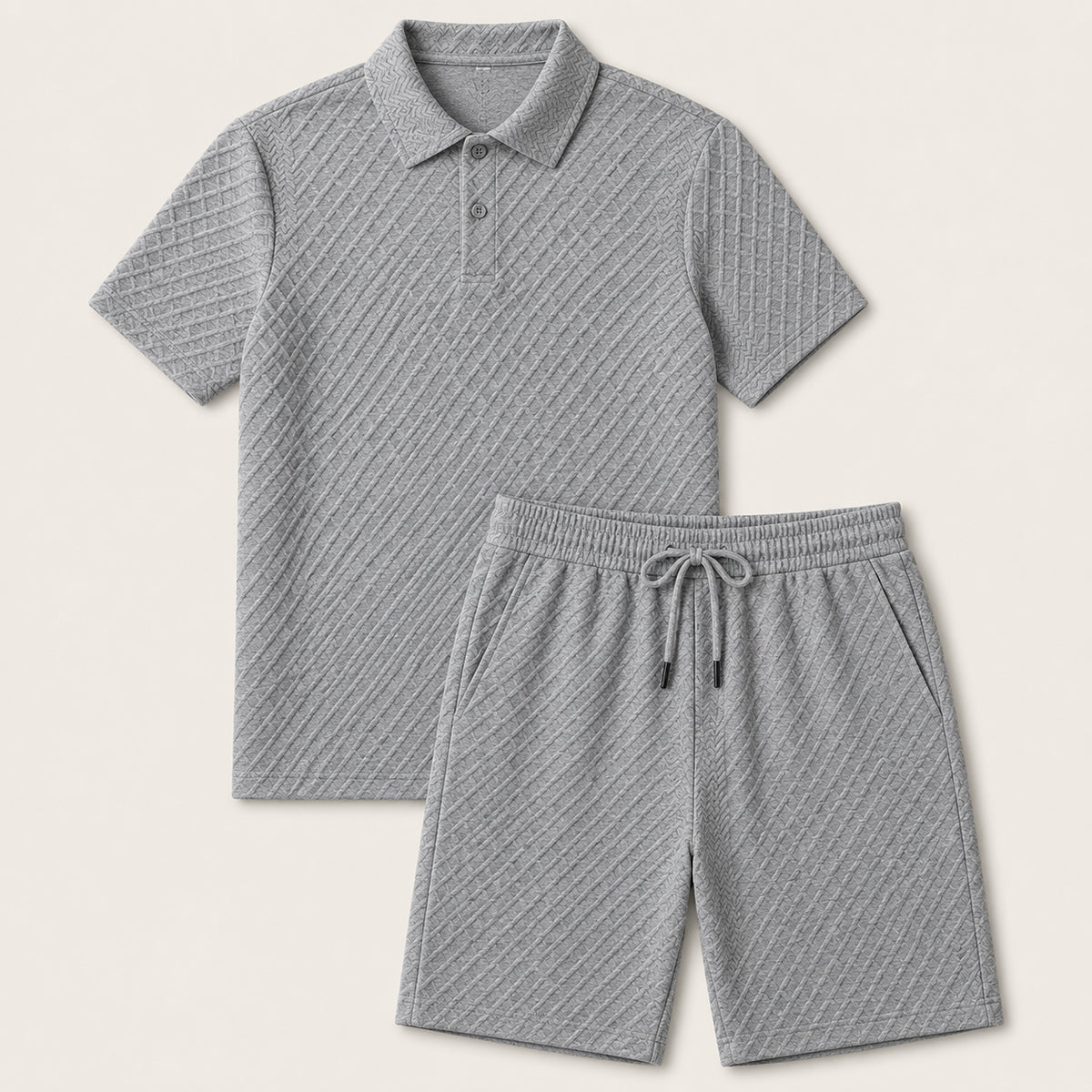 The Surrey Men’s Summer Jacquard Polo & Shorts Set | Lightweight Beach Outfit