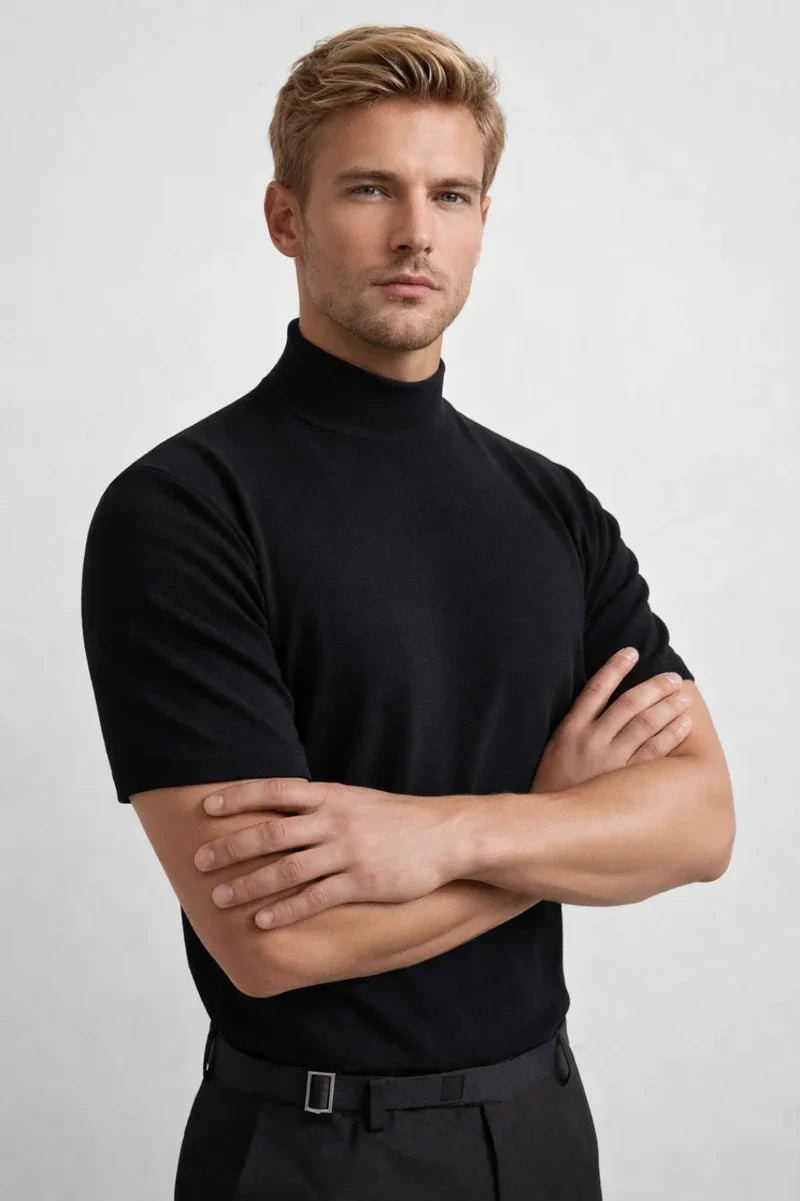 The Palermo Men's Mock Neck Fitted T Shirt