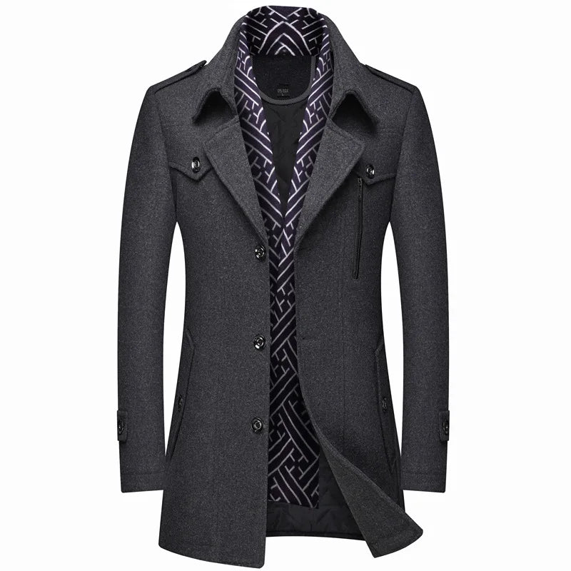 The Pasadena Men’s Mid Length Slim Fit Wool Blend Overcoat