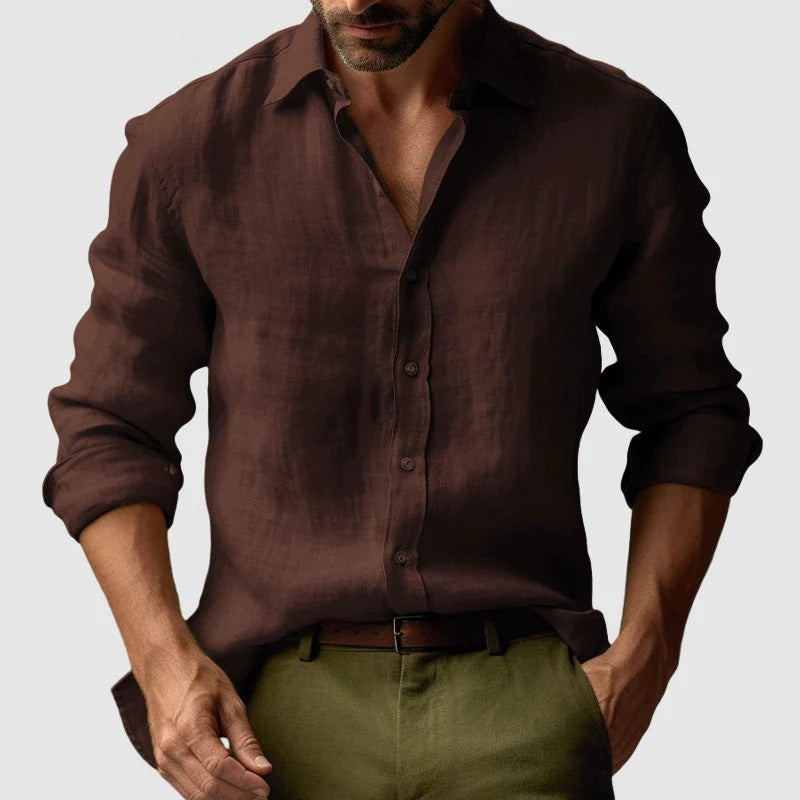 The Zurich Vintage Long Sleeve Linen Shirt for Men