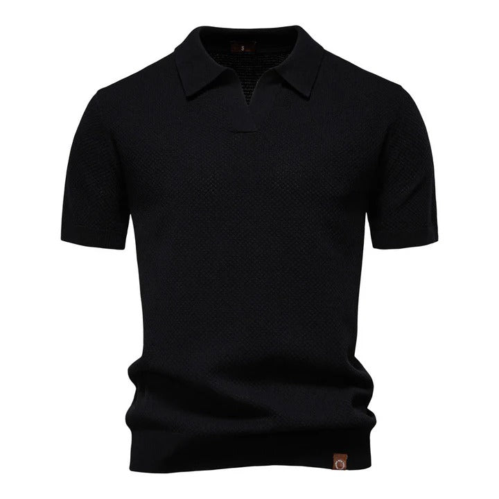 The Desenzano Men's Smart Knit Open Collar Polo Shirt