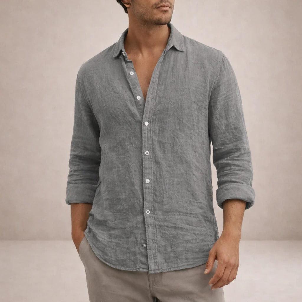 The Tuscany Men's Relaxed Fit Linen Button Up Shirt