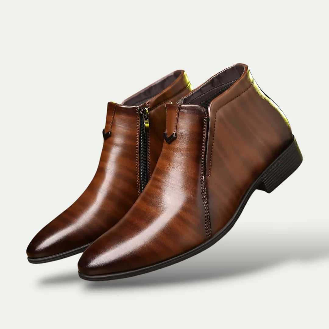 The Oxford Men's Leather Ankle Boots - Vintage Business Dress Shoes