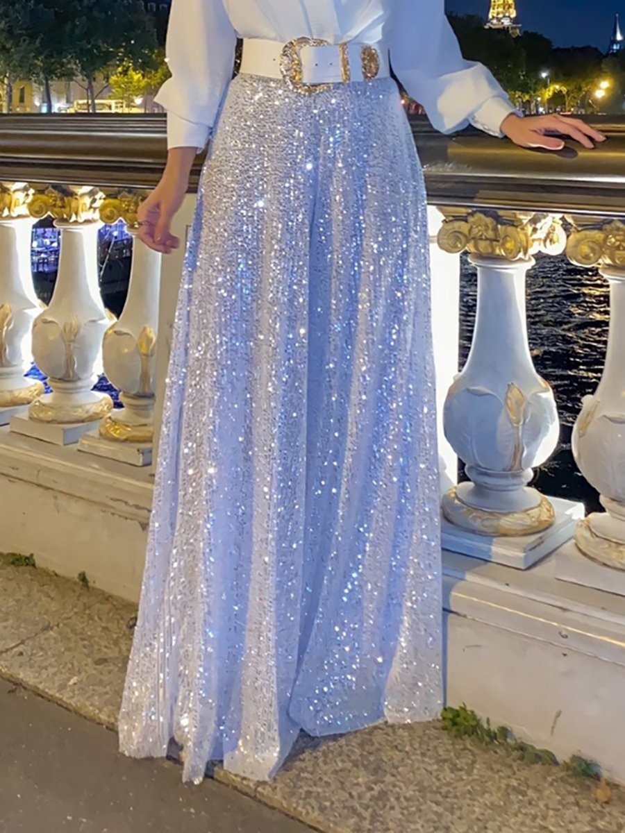 Women's All Over Sequin Gown in Black or White