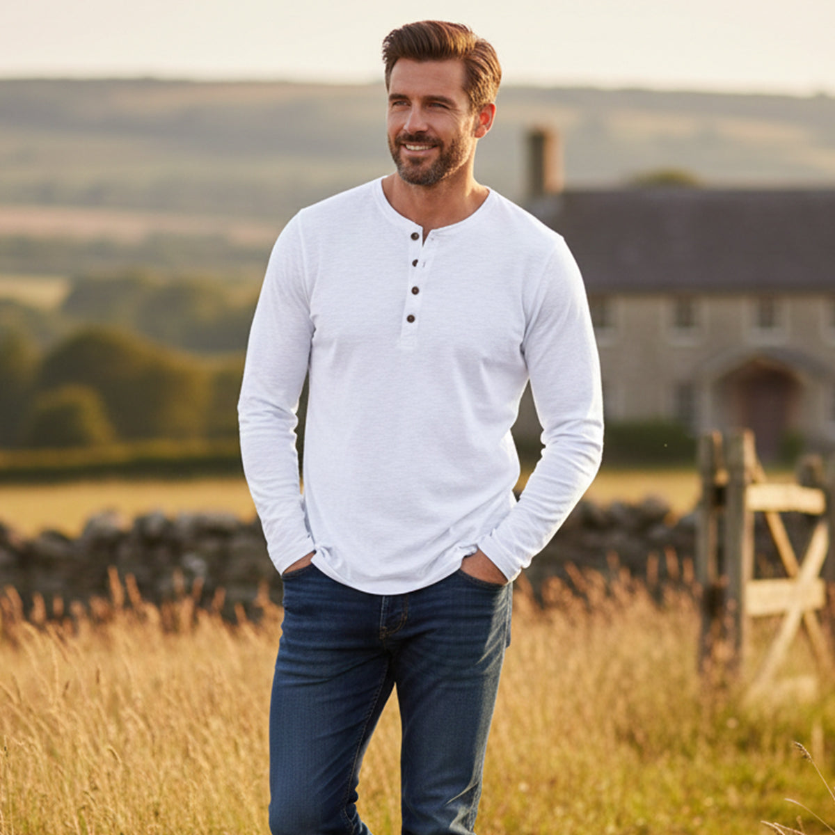 The Vienna Men’s Slim Fit Casual Henley T Shirt