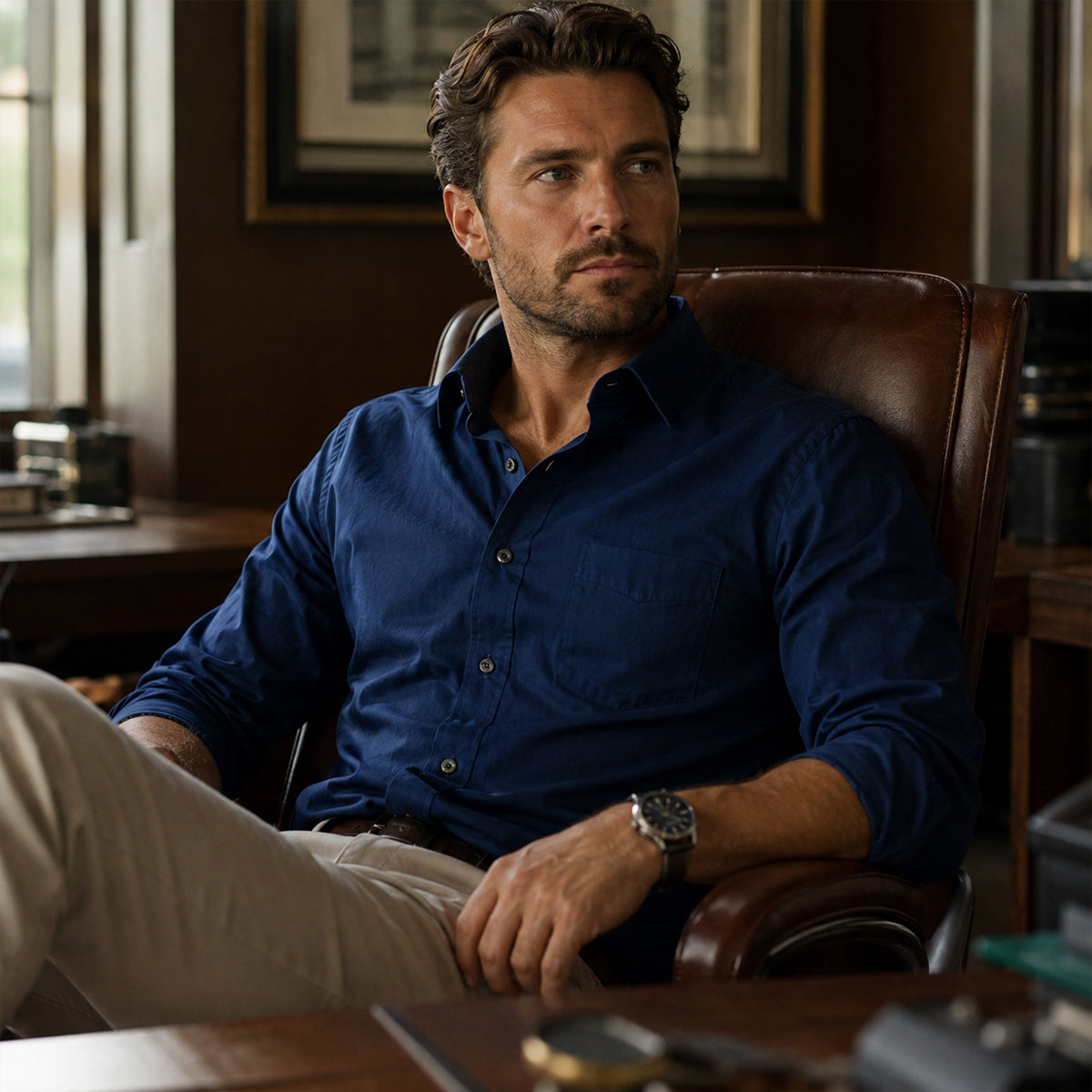 The Lignano Men’s Slim Fit Stretch Button Down Business Shirt