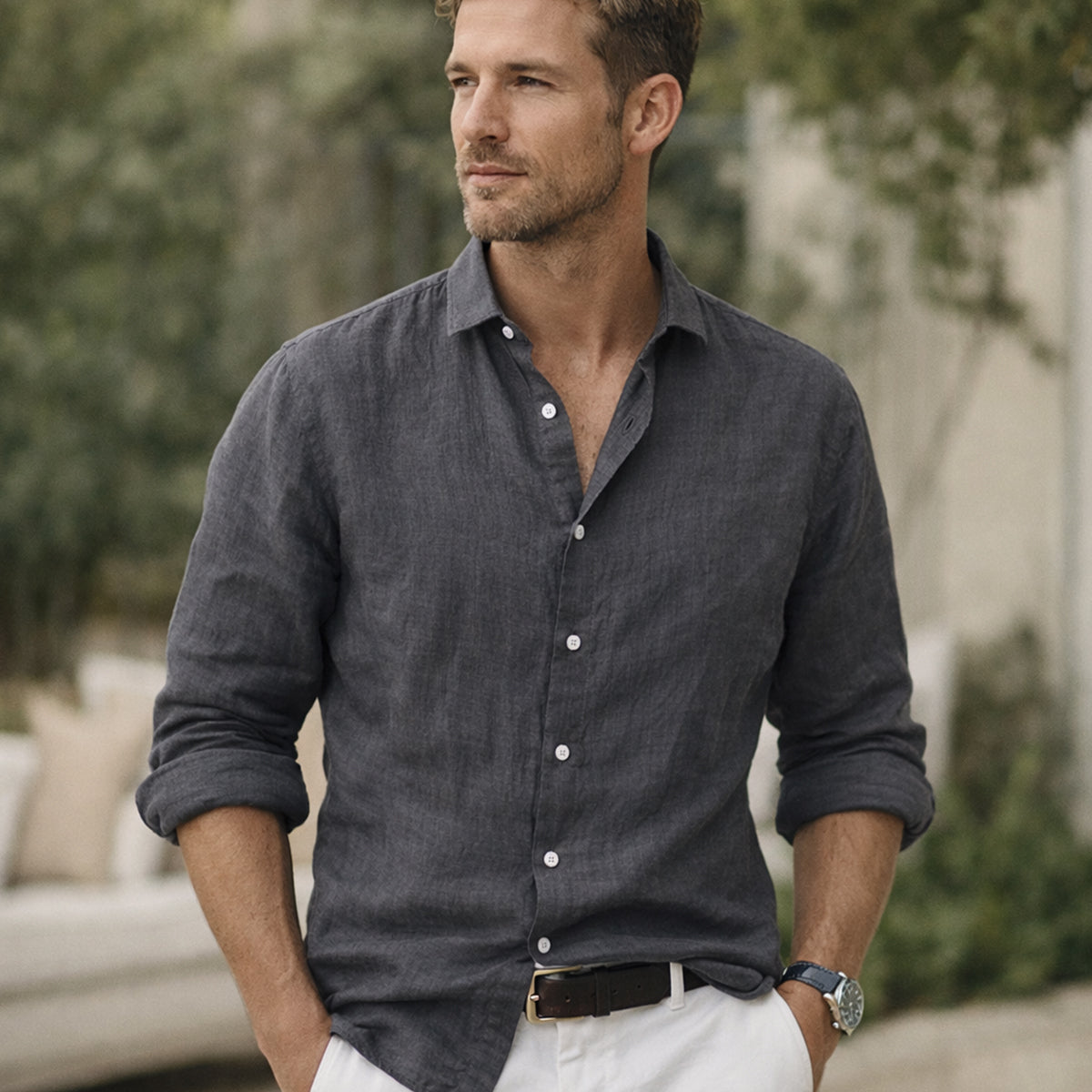 The Prague Men’s Classic Lightweight Button Up Shirt
