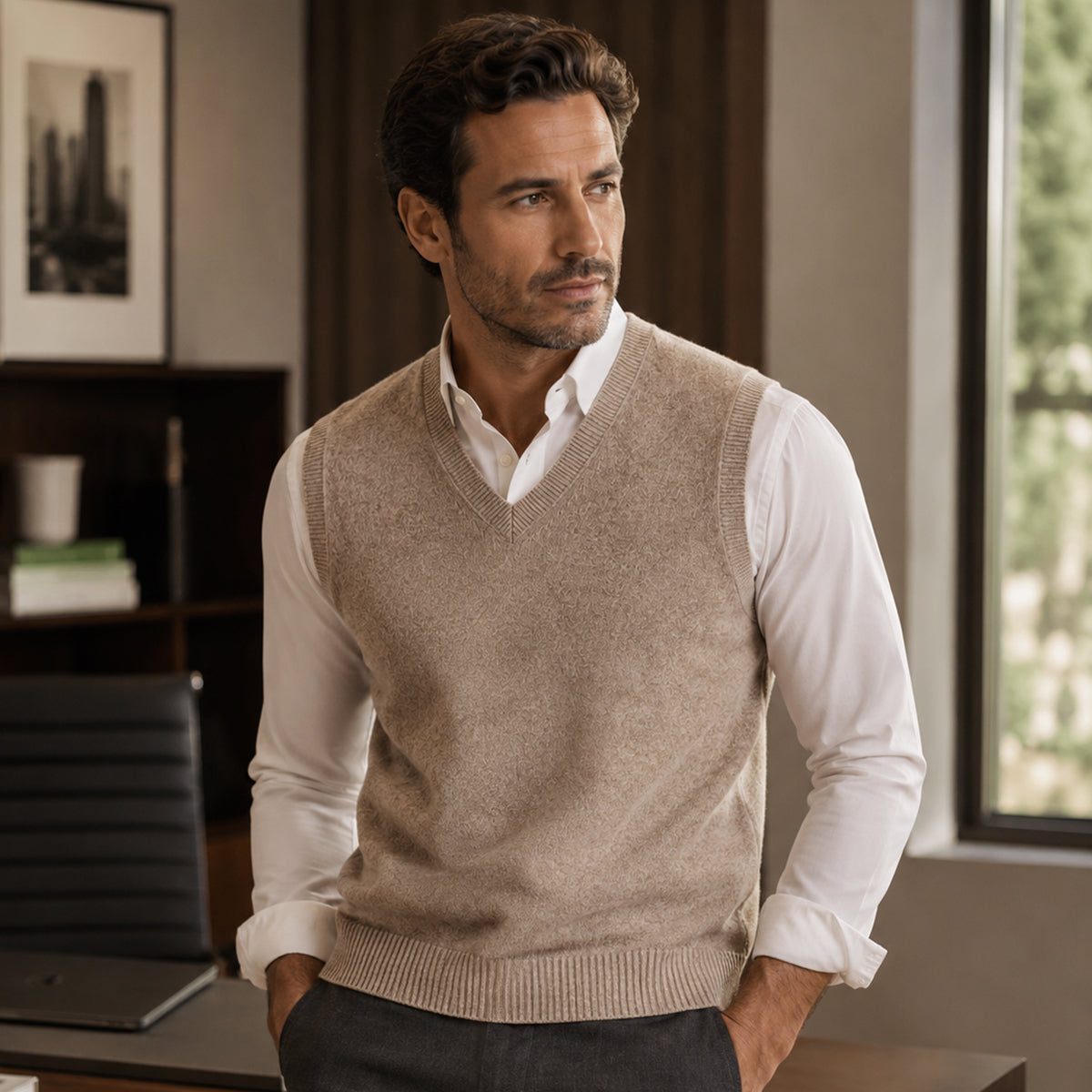 The Milan Men's V Neck Knit Cotton Vest