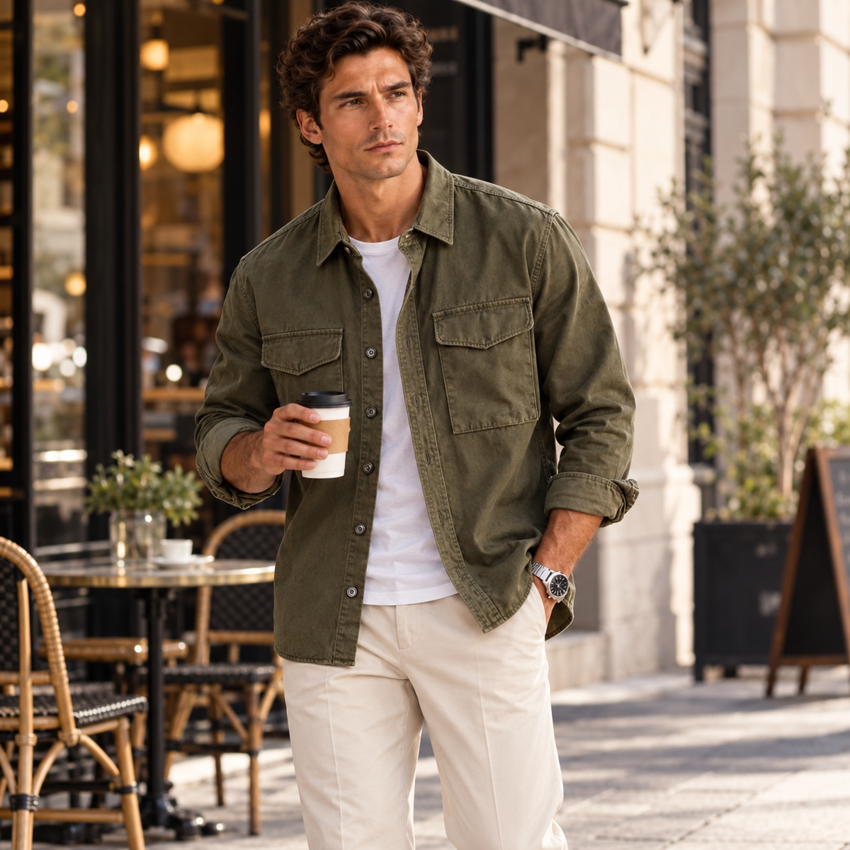 The Oak River Men's Safari Style Button Up Workwear Shirt