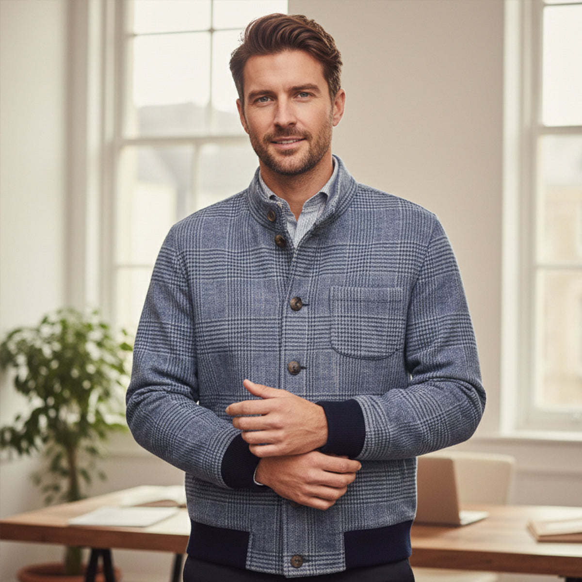 The Nottingham Men’s Vintage Plaid Button Up Jacket