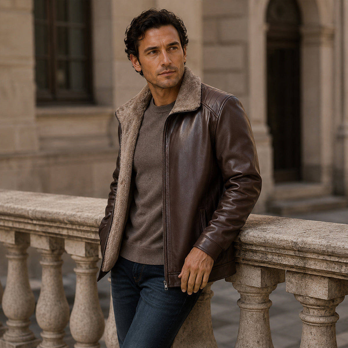 The Pantelleria Men’s Winter Fleece Lined Leather Jacket