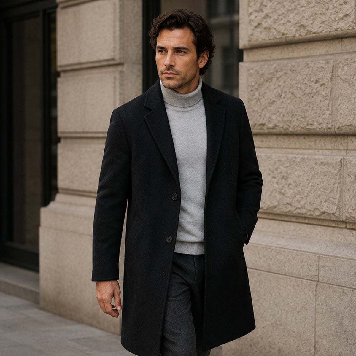 The Merano Men's Old Money Classic Wool Overcoat