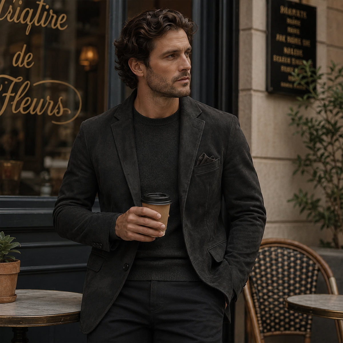 The Policoro Men’s Single Breasted Suede Blazer with Notched Lapel - Wedding Guest