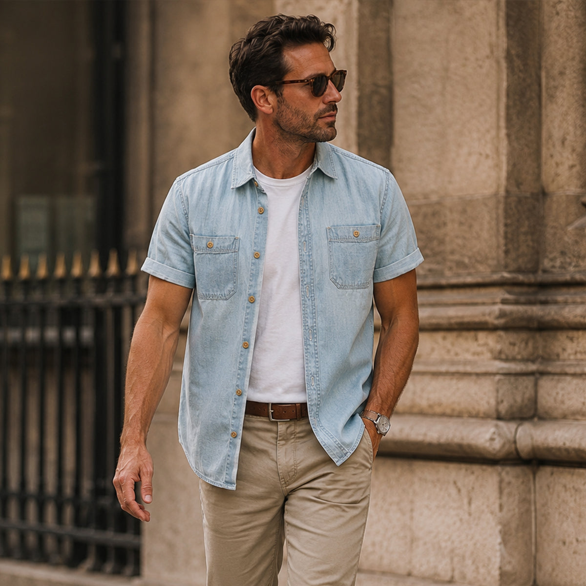 The Silvercrest Ridge Men’s Casual Denim 100% Cotton Shirt