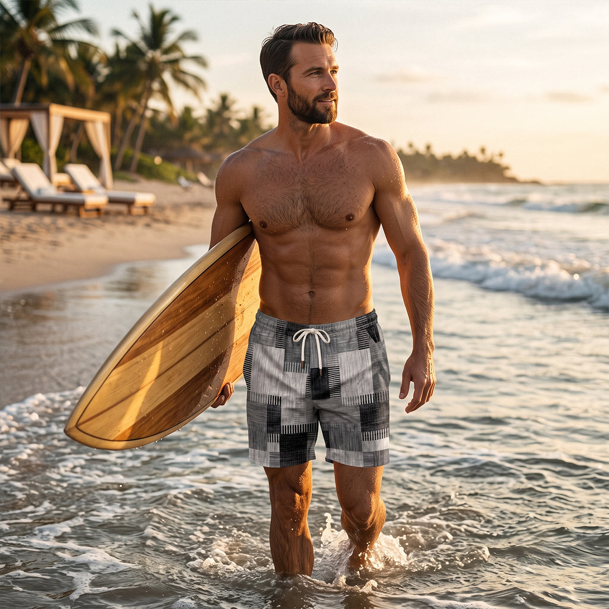 The Stratford Men’s Casual Drawstring Checked Summer Shorts