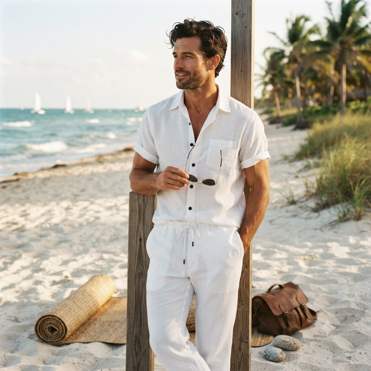 The Brookcrest Ridge Men’s Linen Casual Summer Set – Shirt & Pants