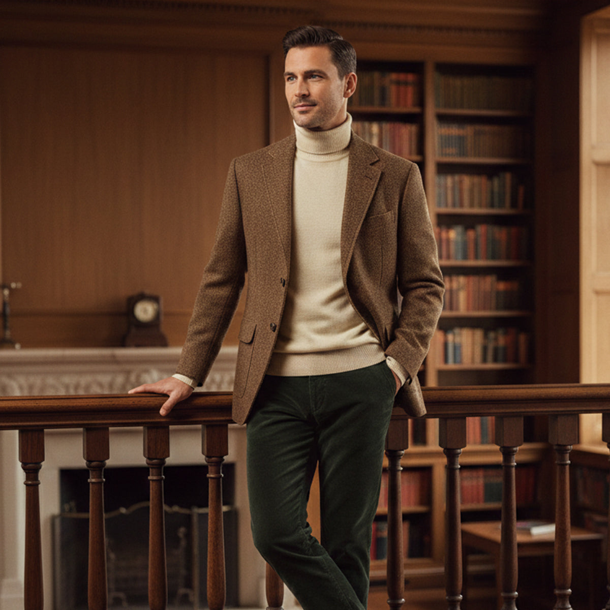 The Genoa Men’s Single Breasted Fishbone Tweed Blazer Jacket