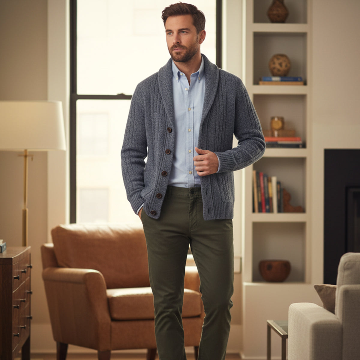 The Winchester 100% Cashmere Cardigan for Men