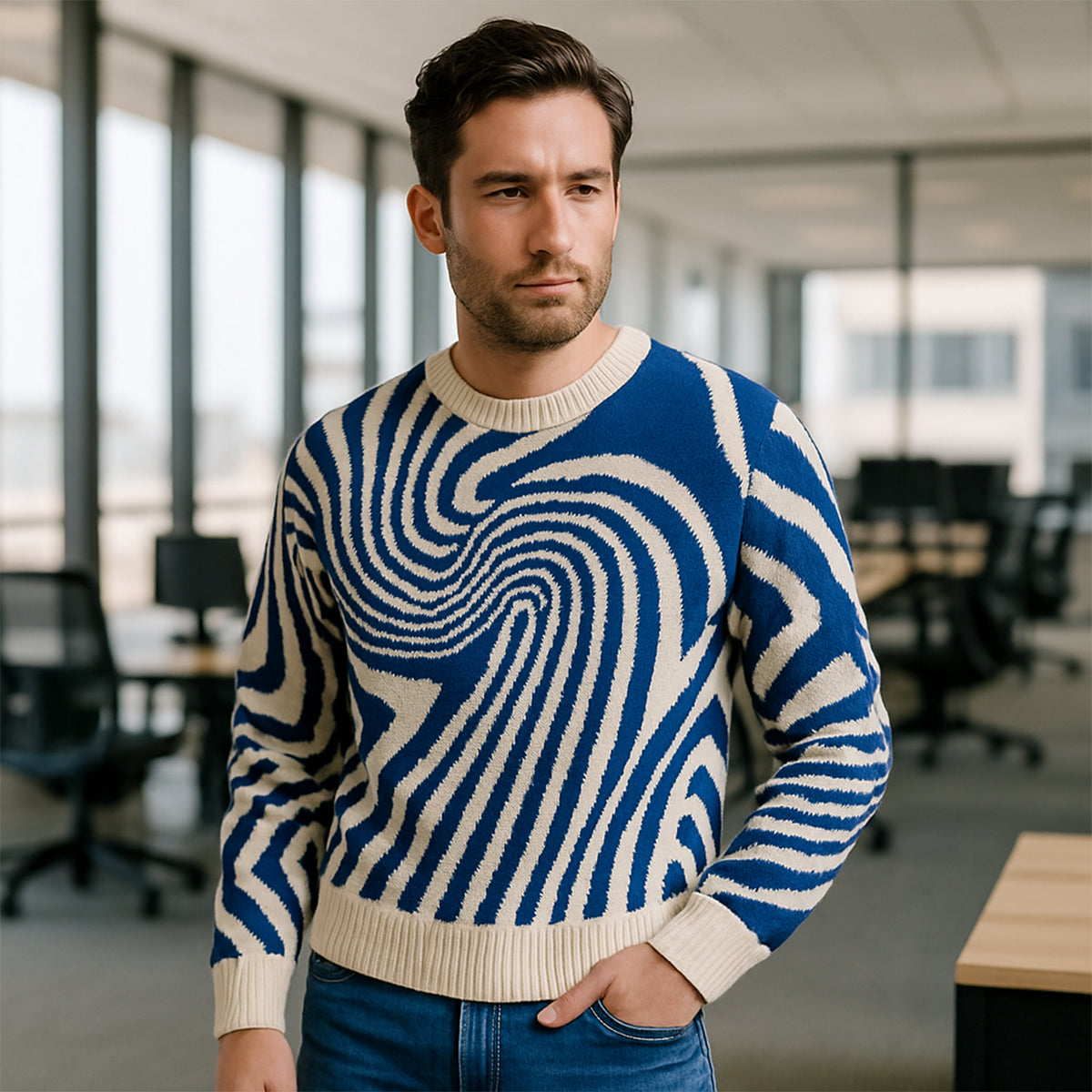 The Paris Men's Merino Wool Sweater - Premium Jacquard Knit