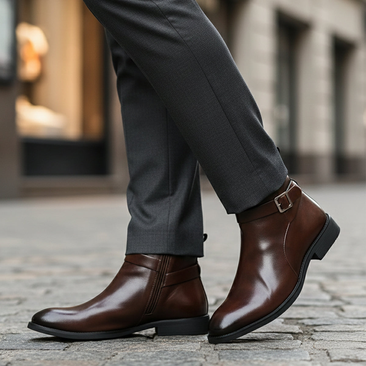 The Franciacorta Men’s Leather Ankle Boots with Side Zip & Non Slip Sole