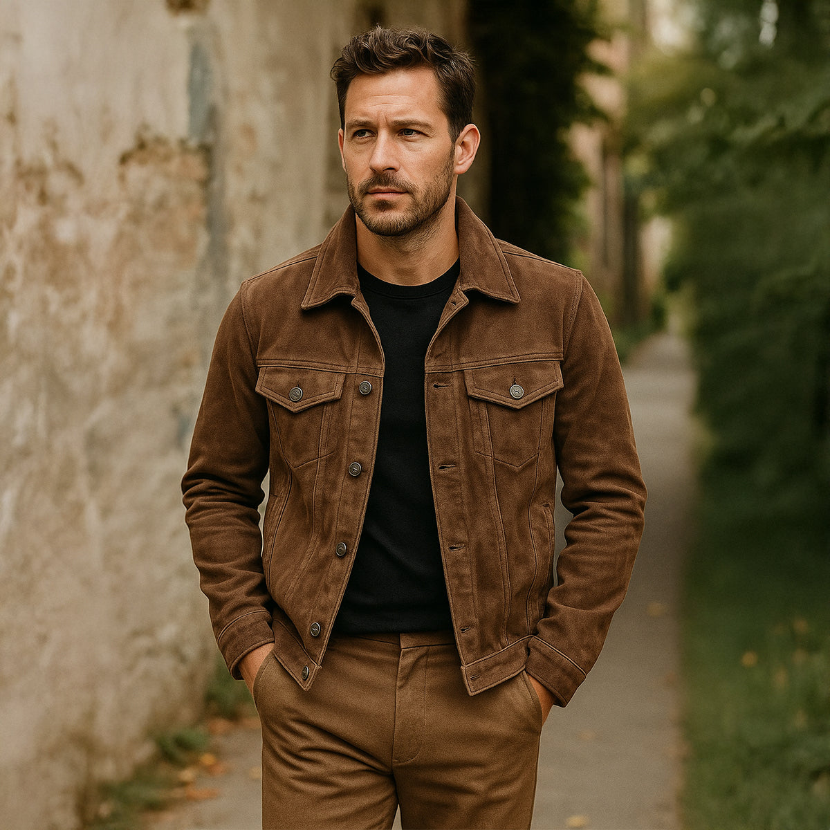 Men's Vintage Suede Cargo Jacket