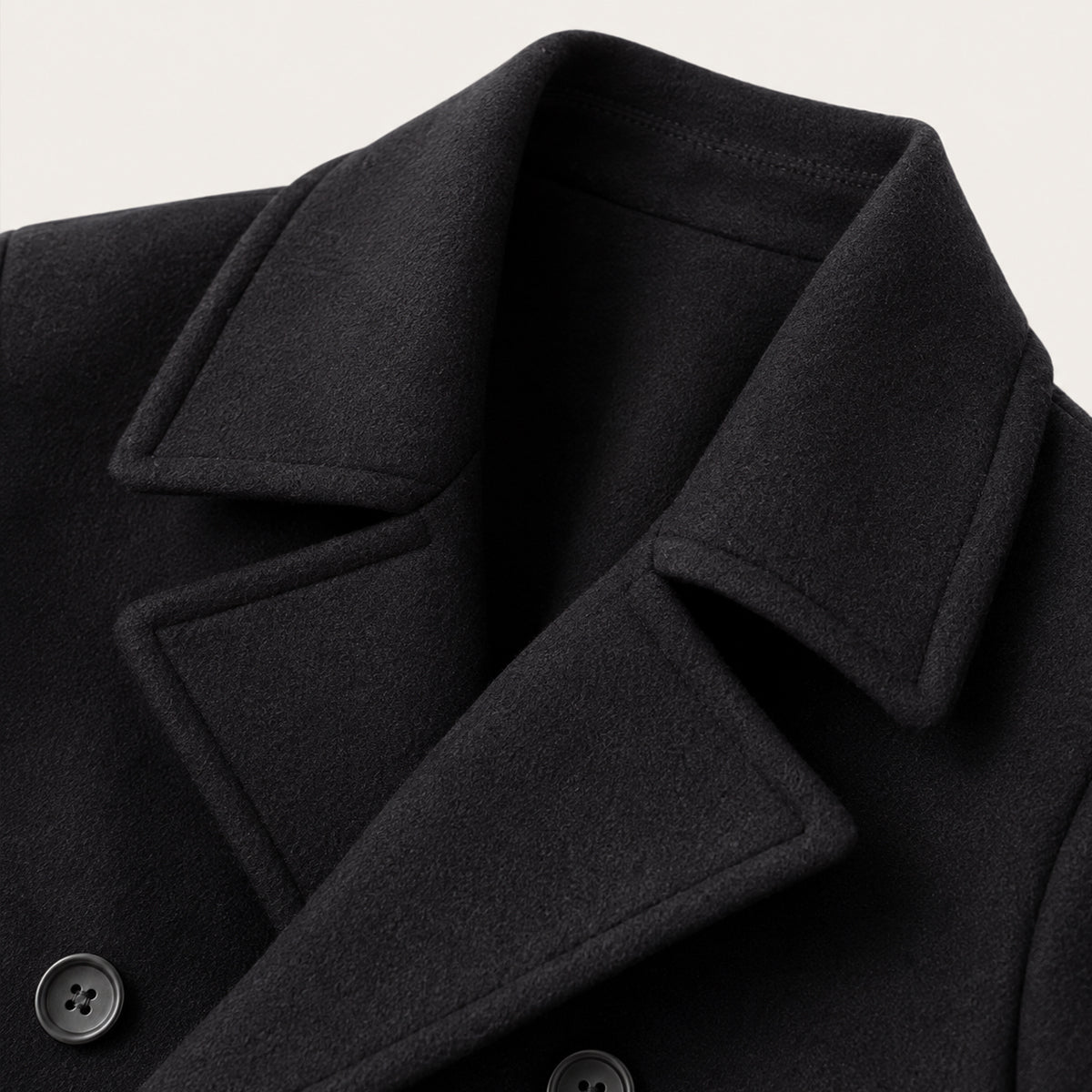 The Buckingham Men’s Warm Winter  Double Breasted Wool Peacoat – Black
