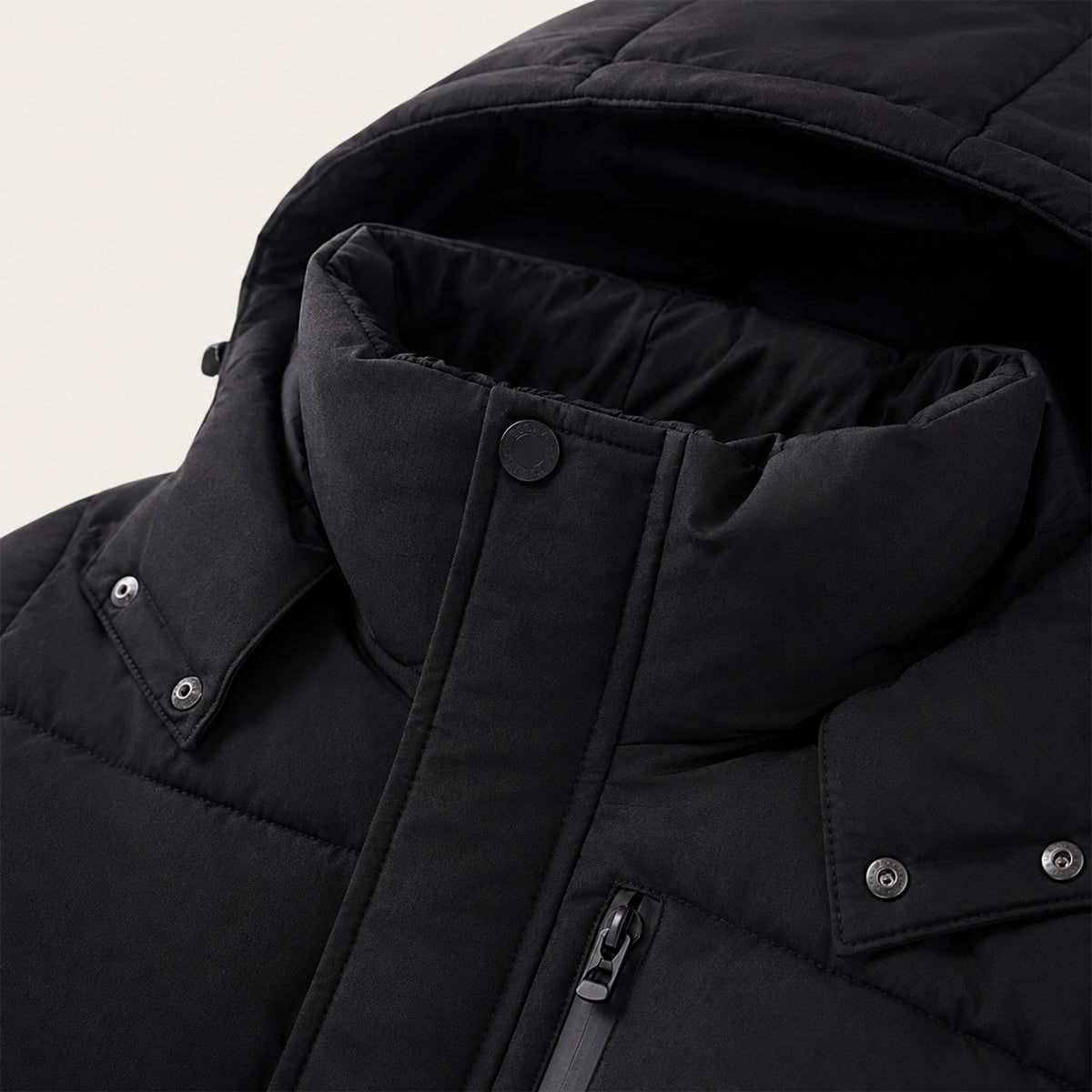The Woking Men’s Thermal Longline Black Puffer Coat with Hood