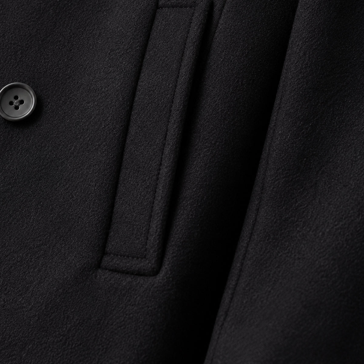 The Buckingham Men’s Warm Winter  Double Breasted Wool Peacoat – Black