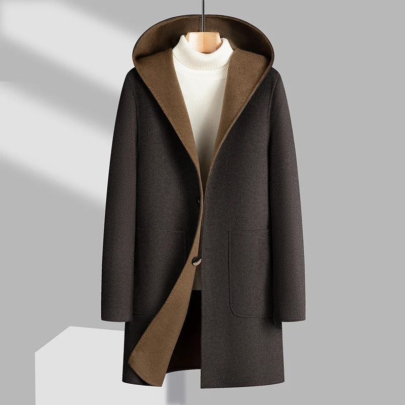 The San Anselmo Men’s Hooded Wool Blend Overcoat
