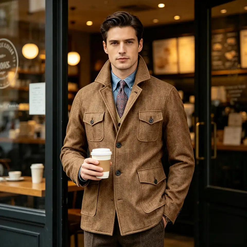 The Oakville Men’s Multi Pocket Wool Blend Field Jacket