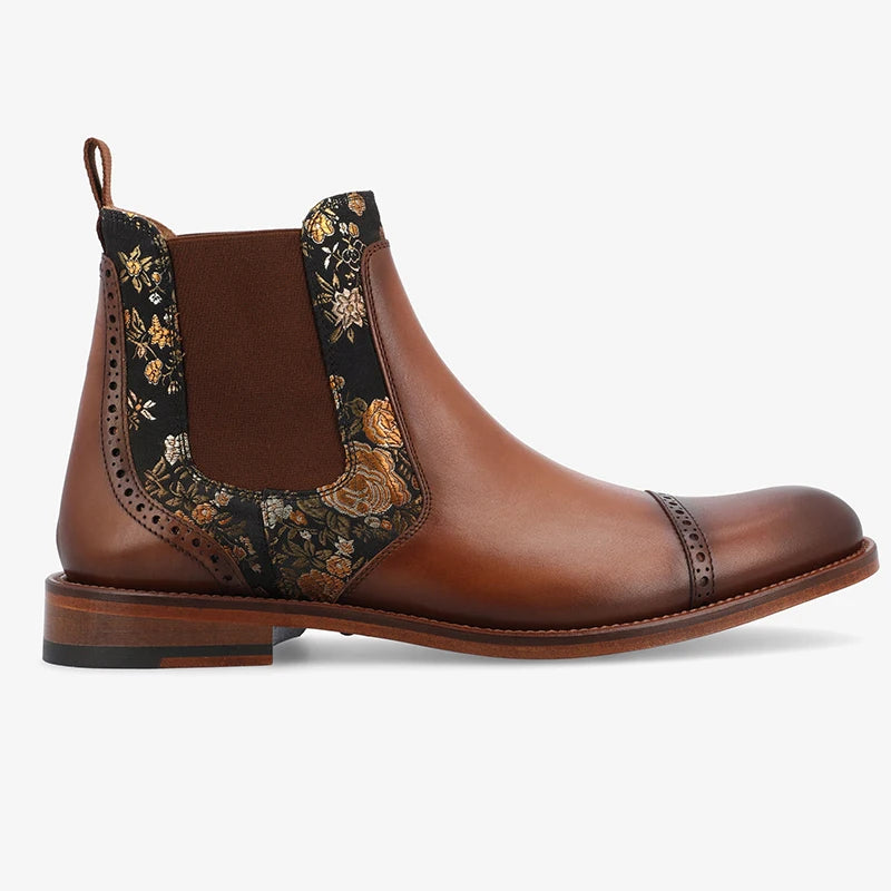 The Point Loma Men's Elastic Sides Embroidered Chelsea Boots