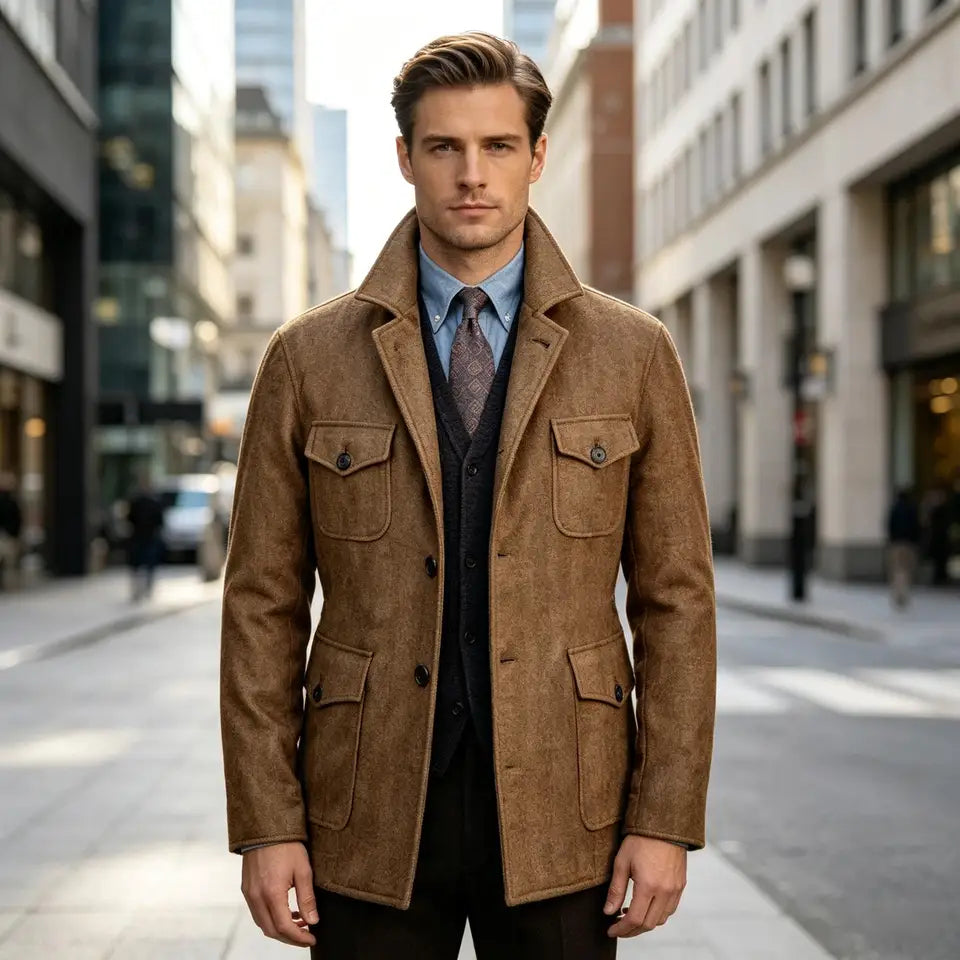 The Oakville Men’s Multi Pocket Wool Blend Field Jacket