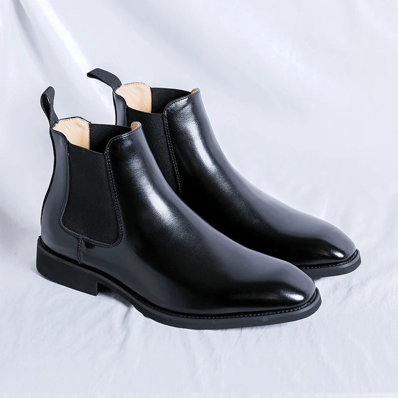 The Camarillo Men's Pointed Toe Leather Chelsea Dress Boots