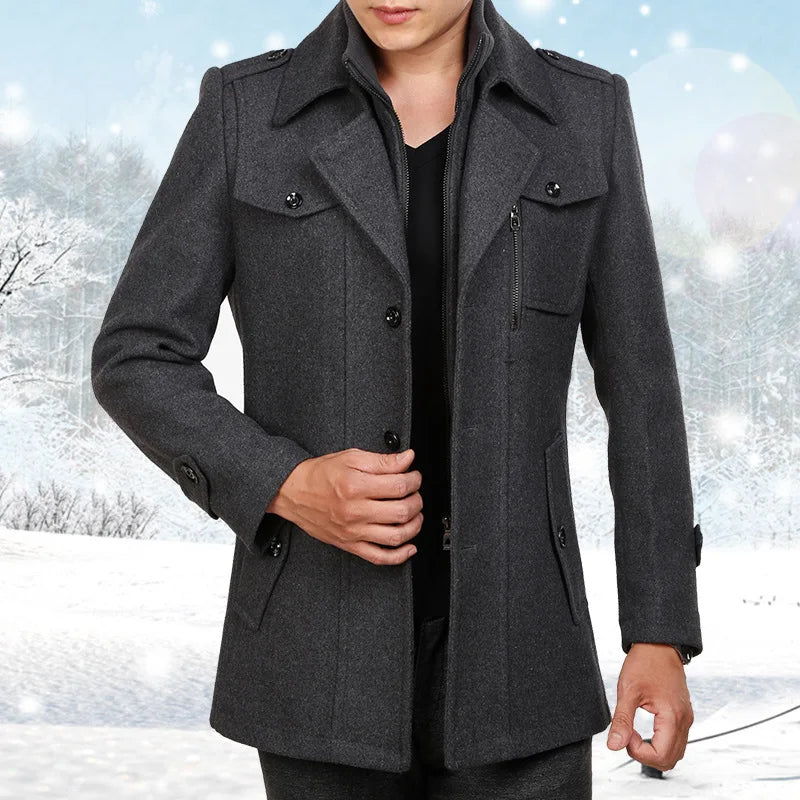 The Carlsbad Men’s Elegant Slim Fit Wool Blend Overcoat