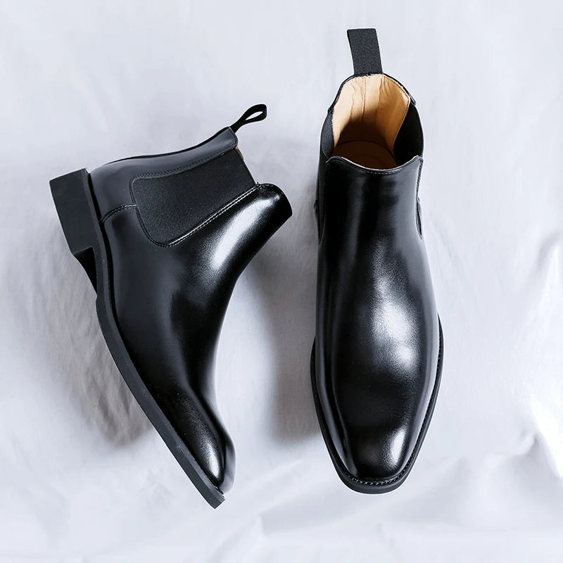 The Camarillo Men's Pointed Toe Leather Chelsea Dress Boots