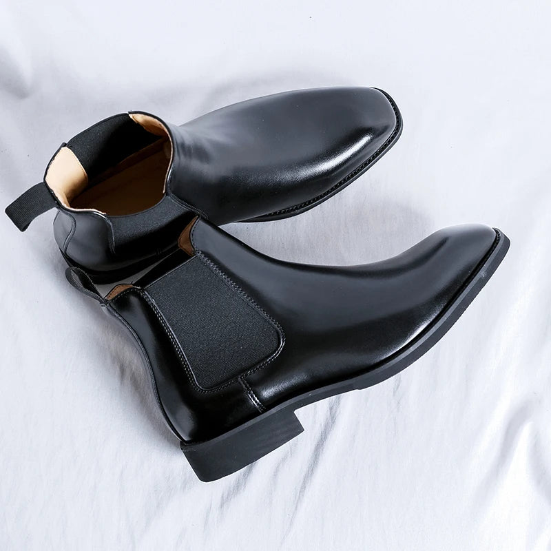 The Camarillo Men's Pointed Toe Leather Chelsea Dress Boots