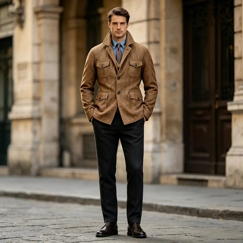 The Oakville Men’s Multi Pocket Wool Blend Field Jacket