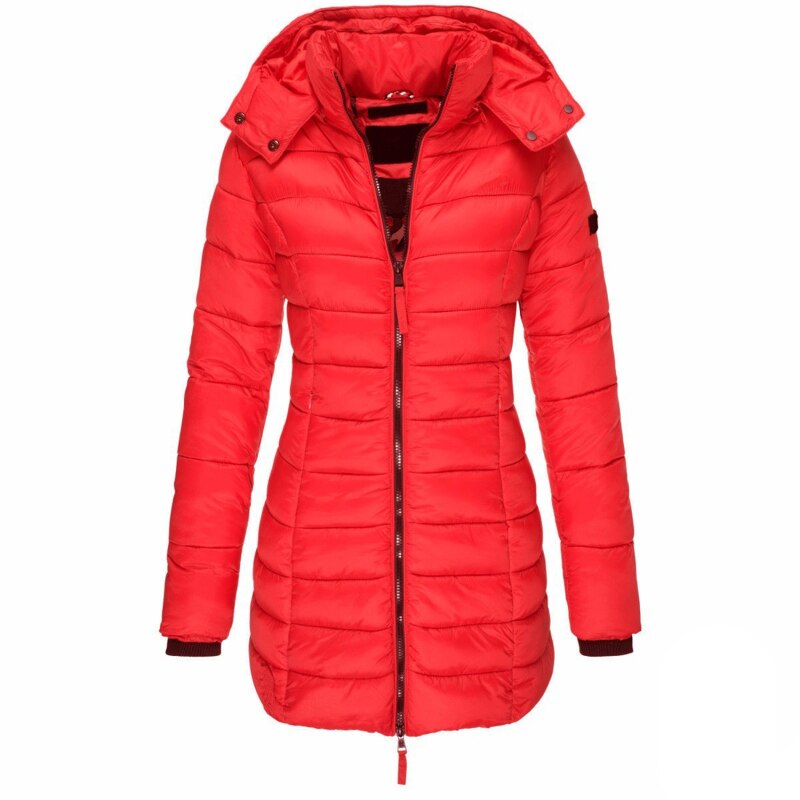 Women's Hooded Down Jacket for Autumn/Winter with Zipper